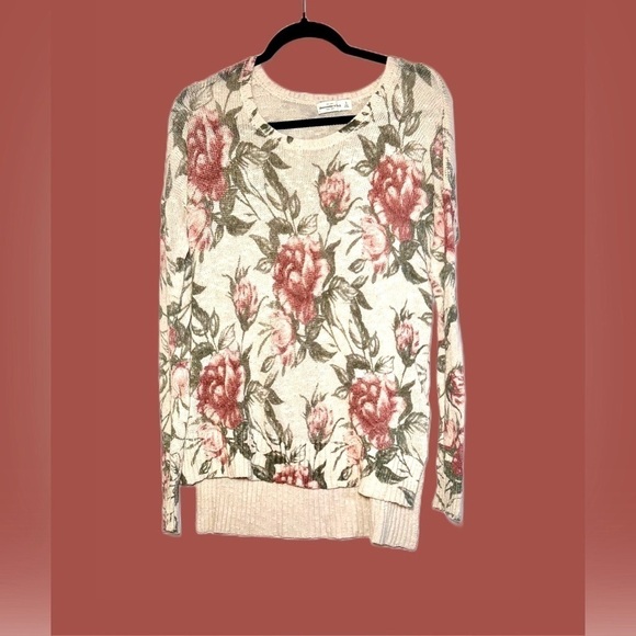 Abercrombie & Fitch Floral Boat Neck Long-Sleeved High-Low Sweater, S - Picture 8 of 15